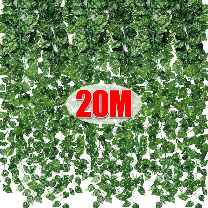 10/2M pianta artificiale foglia di edera verde ghirlanda viti appese verde all'aperto decorazione della parete fai da te ghirlanda finta foglie decorazioni per feste a casa