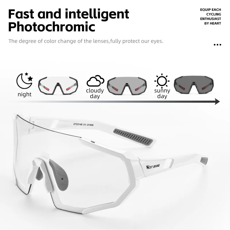 WEST BIKING Anti-fog Photochromic Glasses UV400 Protection Outdoor Sunglasses Unisex Cycling Glasses Windproof Goggles Eyewear
