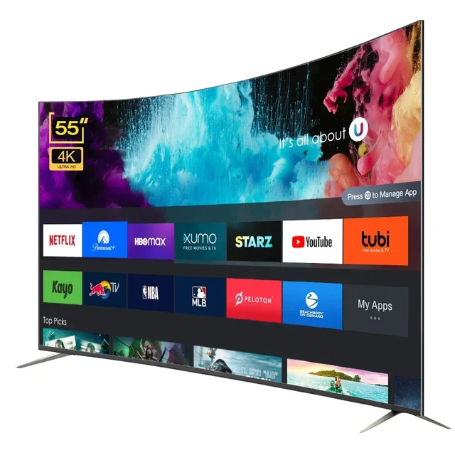 Écran TV LED incurvé de 55 pouces, télévision Ultra HD 4K, Smart TV de 55 pouces 1