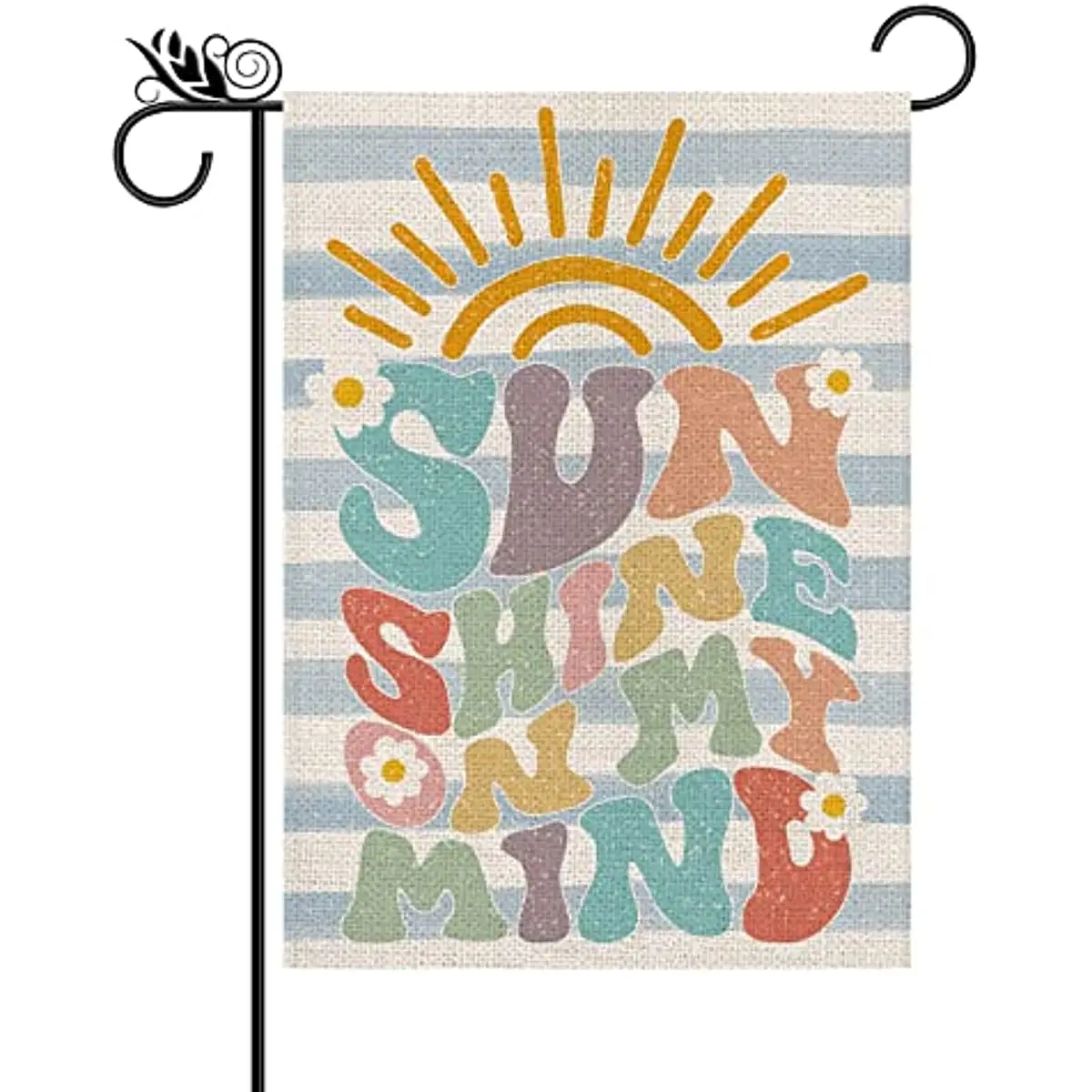 

Новый летний Садовый флаг Sunshine on My Mind 12,5x18 дюймов вертикальные ромашки в полоску ретро фермерский двор уличные украшения