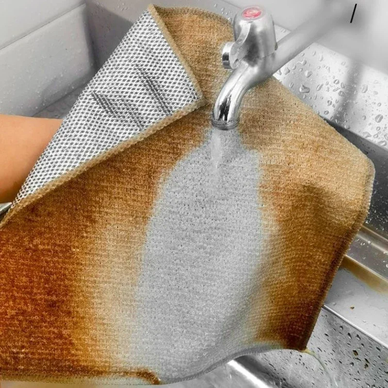 Thickened Magic Steel Wire Cleaning Cloths Double-sided Metal Silver Wires Rags Kitchen Dish Pot Washing Cloth Towel Clean Tools