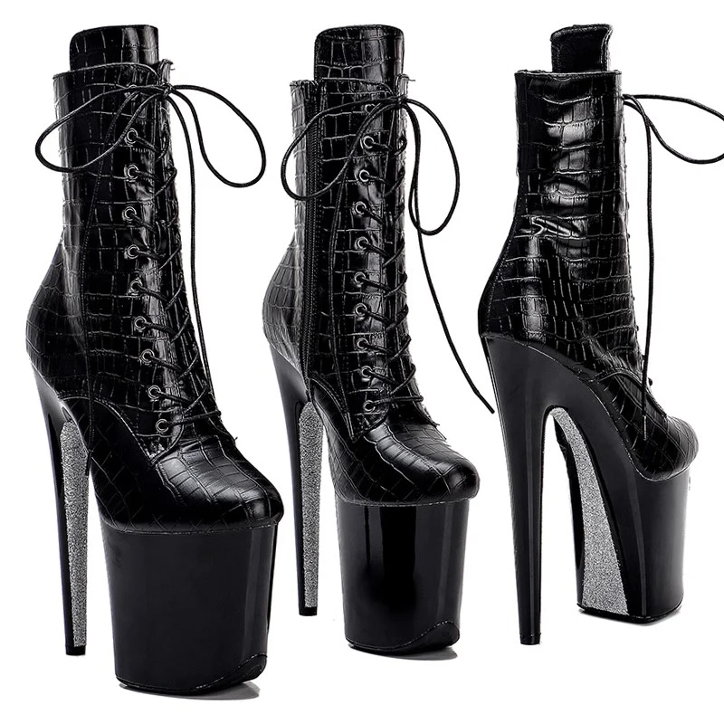 

Женские ботильоны из искусственной кожи Auman Ale, экзотические ботинки на высоком каблуке 20 см/8 дюймов, ботинки с круглым носком для танцев на шесте, 290