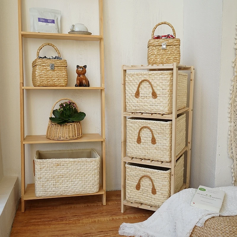 Wicker Woven Storage Basket organizing Toy Snack Small Pantry Totes Bedroom  Gifts Empty Shelves Cube Closet Rattan Decorative Organizers Dresser Decor