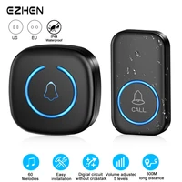 Wireless Doorbell Intelligent Welcome Door Bell 300M/984 FT Remote 60 Songs Melodies Home Smart Doorbell US EU UK Plug Optional 1