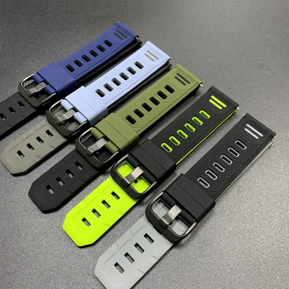 Two-Tone Silicone Smartwatch Strap, 22mm Adjustable Sports Bracelet