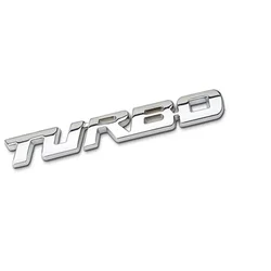 Turbo 3D Metal Emblem Car Body Sticker - Sleek Automotive Decoration Badge for 12x1.4CM (Silver)