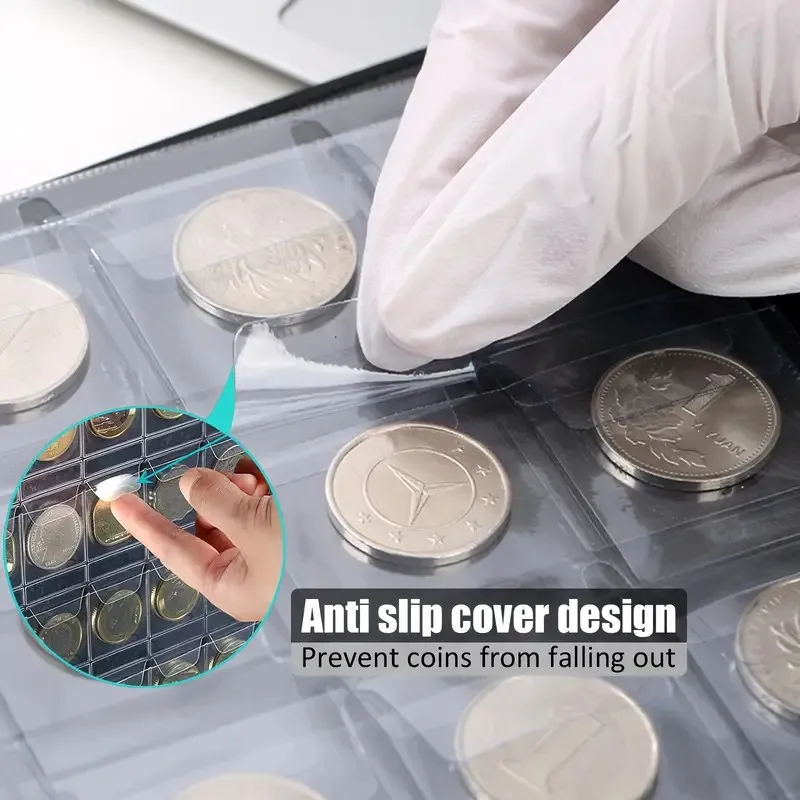 240/480 포켓 코인 컬렉션 북 기념 주화 주최자 보관을위한 10/20 페이지 코인 컬렉션 홀더 앨범 ?