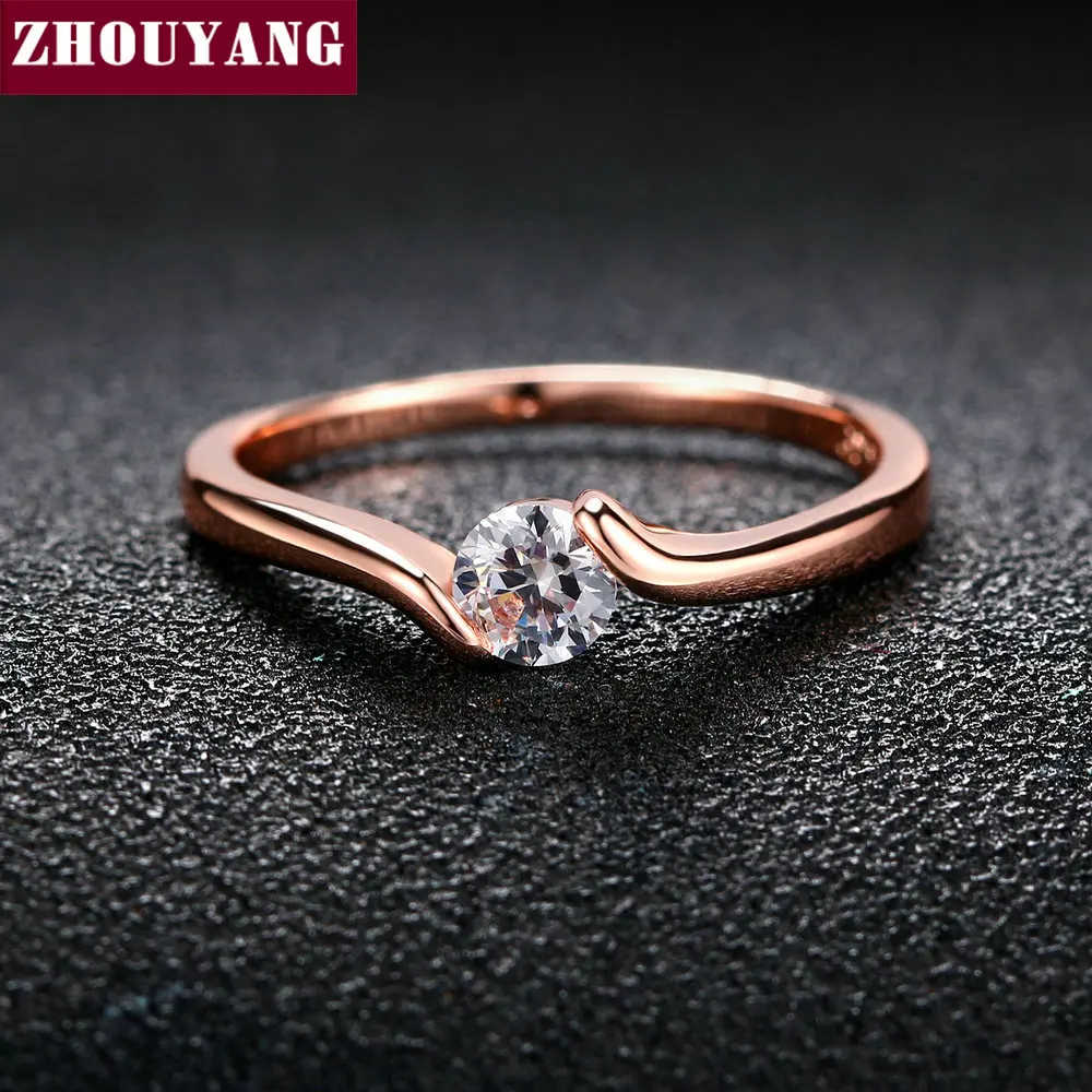 Wedding Rings Gold Color Ring For Women Concise Cubic Zirconia