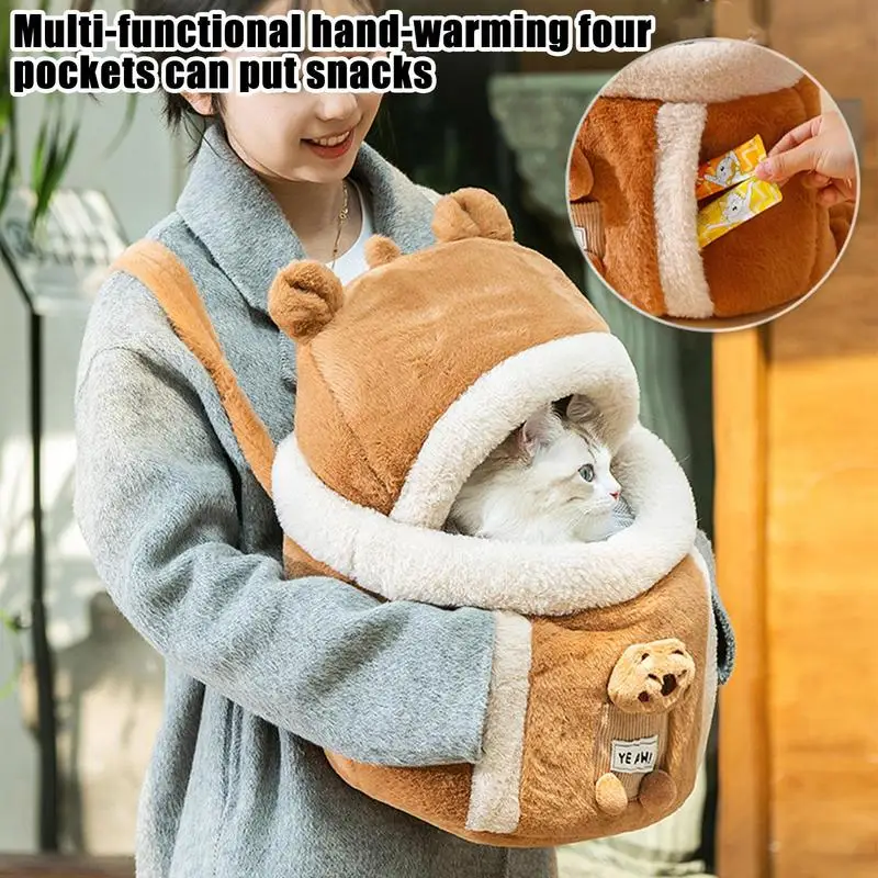 Pet Carrier Bag Cat Dogs Polyester sponge Backpack Outdoor Travel Walking Winter Warm Nest Kitten Puppy Hanging Chest Portable