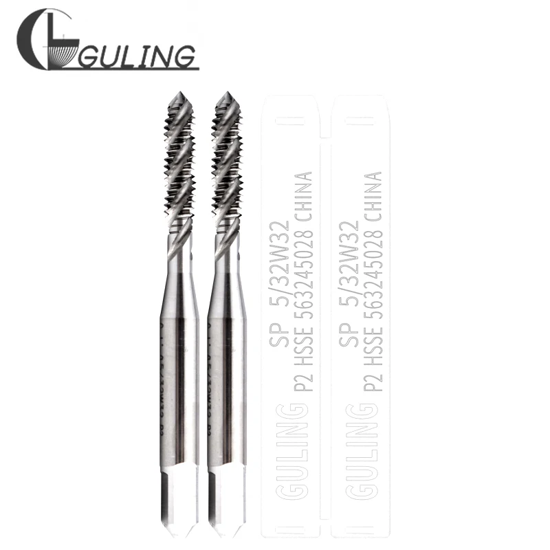 GULING HSSE-M35 JIS 표준 나선형 플루티드 탭 W 1/8 5/32 3/16 7/32 1/4 5/16 3/8 7/16 1/2 5/8 기계 나사 탭