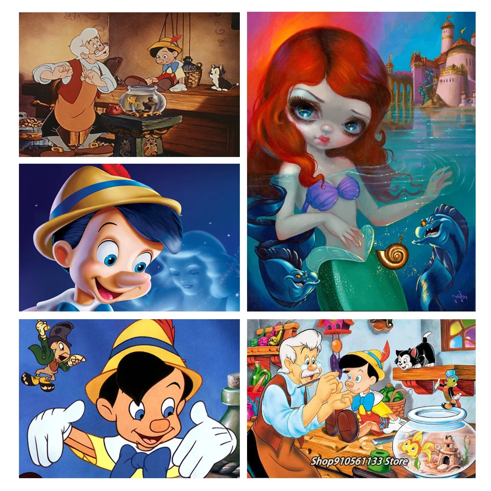 Disney Cartoon Movie Pinocchio Diy 5D Pittura Diamante Punto Croce Ricamo Completo Aneto Mosaico Decorazione Della Parete Regalo Di Compleanno Dsn143