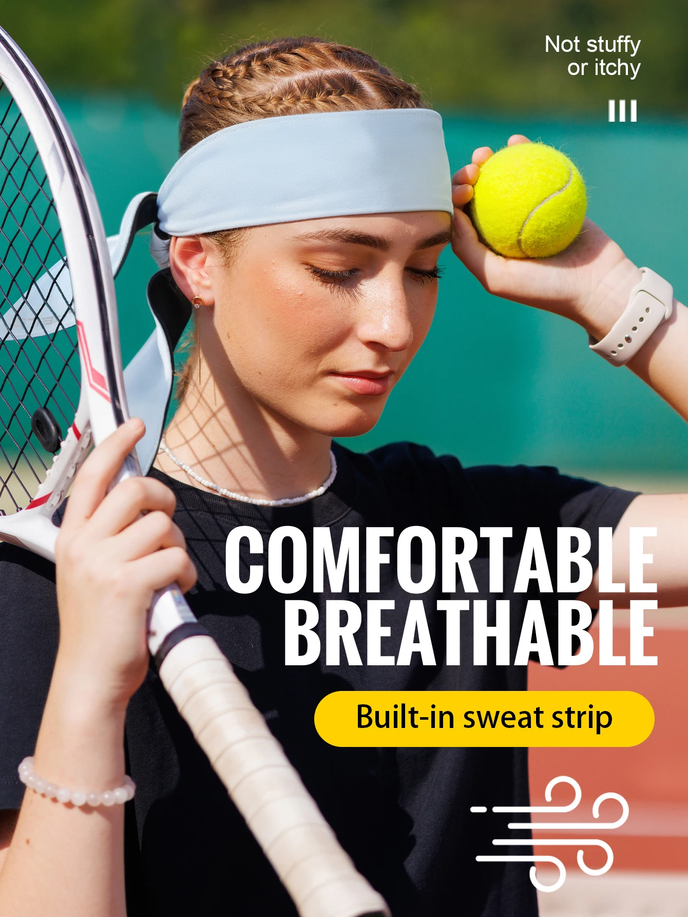 WRELS Lauf-Stirnband Channel the Sweat Bandana, schnell trocknende Schweiß-Kopfbedeckung, atmungsaktive Outdoor-Stirnbänder, Basketball-Kopfbinde – Detail 10