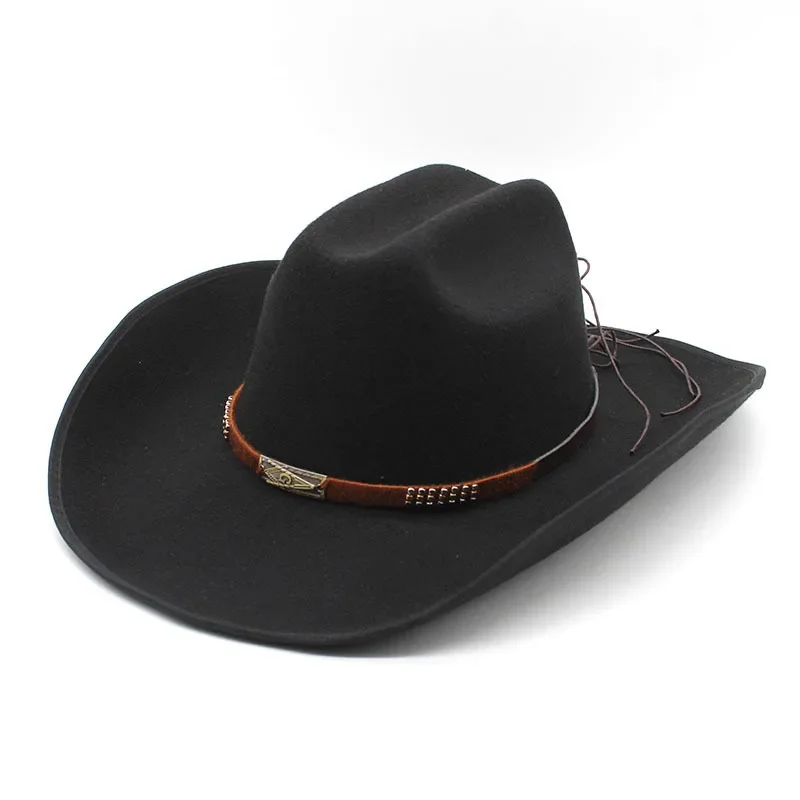 

Men's Gentleman Western Cowboy Hat Women Vintage Cowgirl 9.5CM Big Brim Church Jazz Caps Sombreros De Mujer ковбойская шляпа