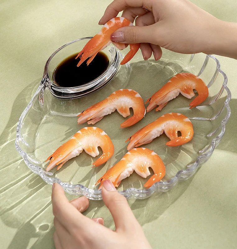1PC Shell Shaped Dumpling Dish With Dipping Sauce Transparent Dumpling Plate Creative Salad Fruit Bowl Household Kitchen Tool