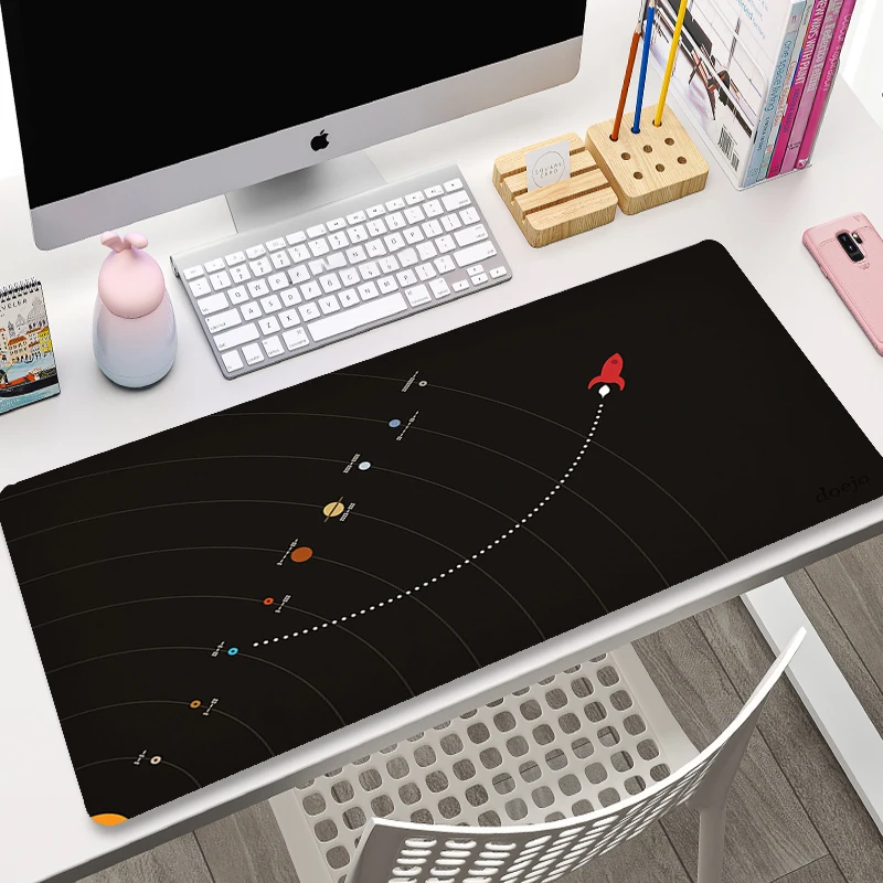 Space Mat Mechanical Keyboard Spacecraft XXL Mouse Pad Anime Accessories Gamer Mousepad Black Desk Mat Solar System Personalized