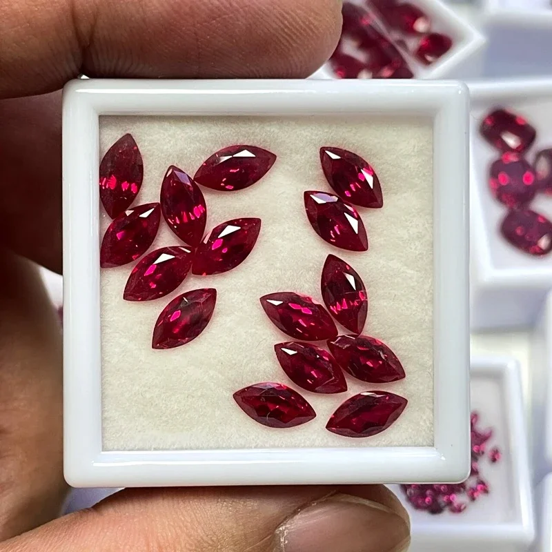Ruby Lab Grown Edelstein Taubenblutrote Farbe für selbstgemachte, fortschrittliche Charms, Materialien zur Schmuckherstellung, mehrere Formen mit Zertifikat