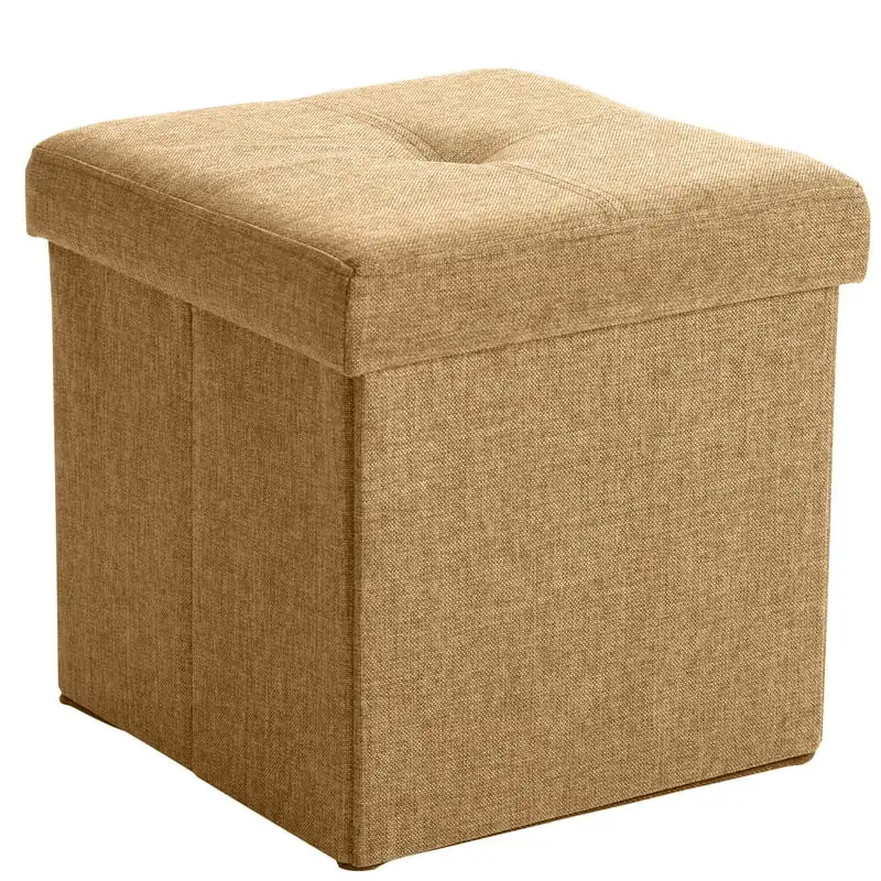 

Linen Folding Storage Ottoman Cube in Camel Tea
