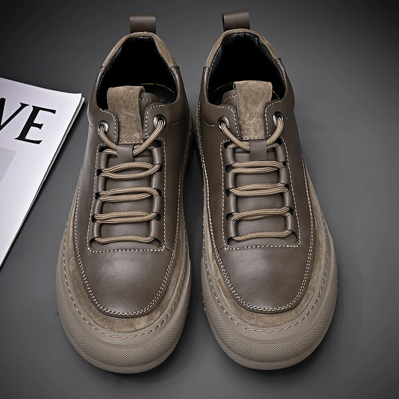Genuine Leather Men's Shoes Antiskid Casual Shoes Fashion Men Oxford Outdoor Sports Sneakers Classic Male Vulcanize