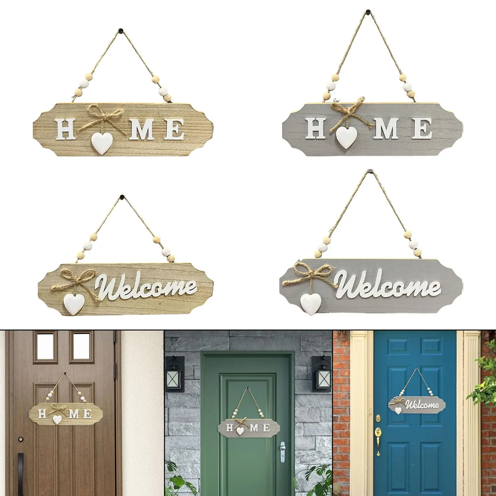 Wooden Hanging Door Sign Wood Hanging Plaque with Bowknot Decorative Wood Wall Art Sign for Yard Porch Home Rustic Farmhouse Wooden Hanging Door Sign Wood Hanging Plaque with Bowknot Decorative Wood Wall Art Sign for Yard Porch Home Rustic Farmhouse
