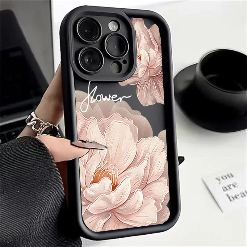 Charming Lotus Flower Oil Painting Silicone Phone Case