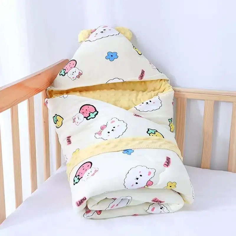 Baby Blankets Autumn Winter Thickened Soybean Velvet Newborn Anti Shock Swaddling Bags Small Quilt
