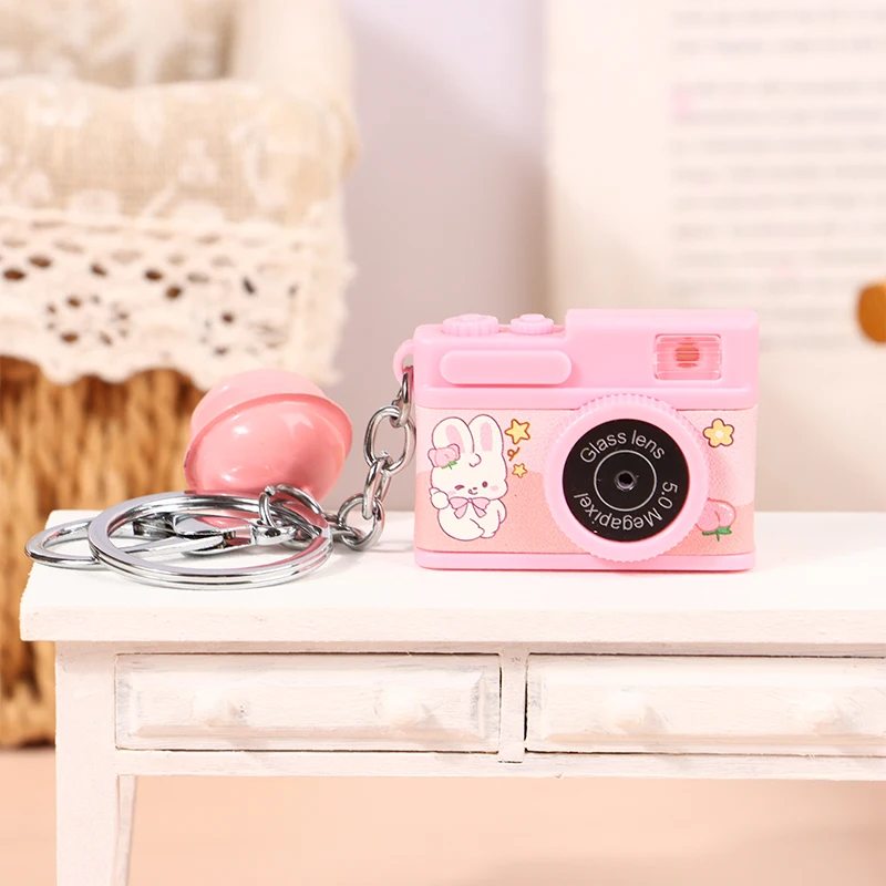 Mini Cartoon Camera Keychain SLR Camera W/Shutter Flash Keyring
