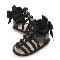 Summer Baby Girl Sandals PU Leather Woven Anti Slip Bow Summer Flat Shoes  Suitable For Daily Casual Princess Sandals 6