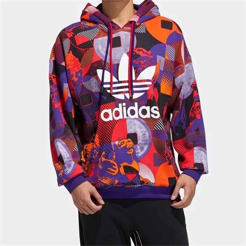 Adidas Hoodies Men Breathable, Rich Patterns, Printing and A Big Pocket on The Front, Drawstring Hooded Sweatshirt