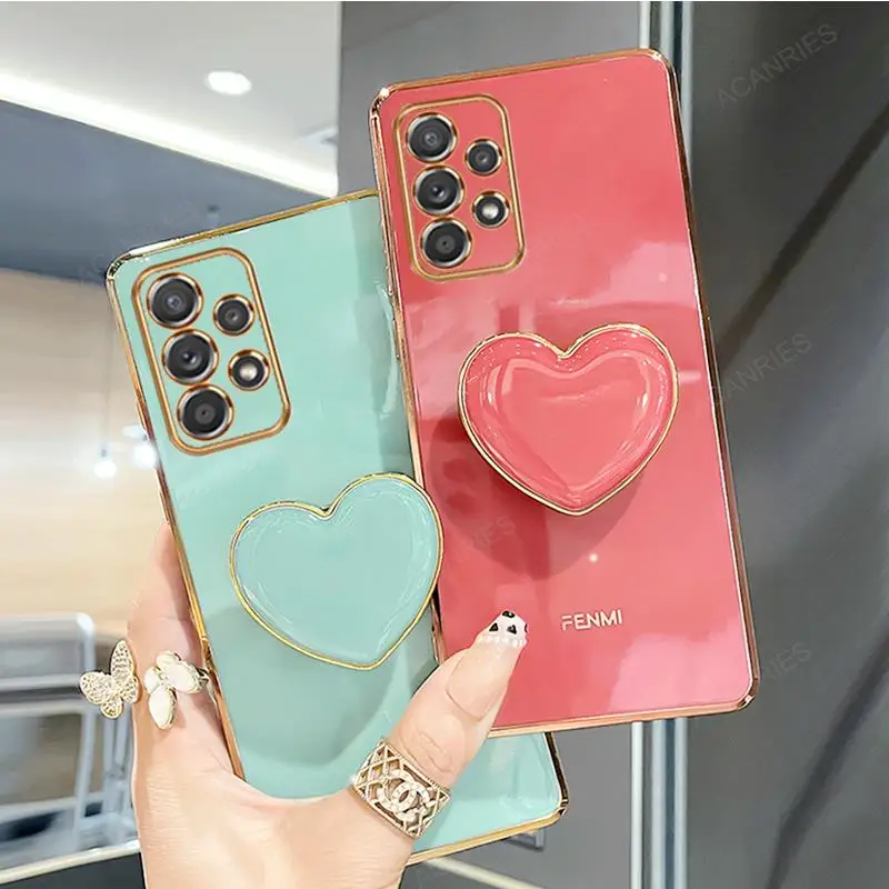 Luxury Love Heart Plating Stand Silicone Holder Case