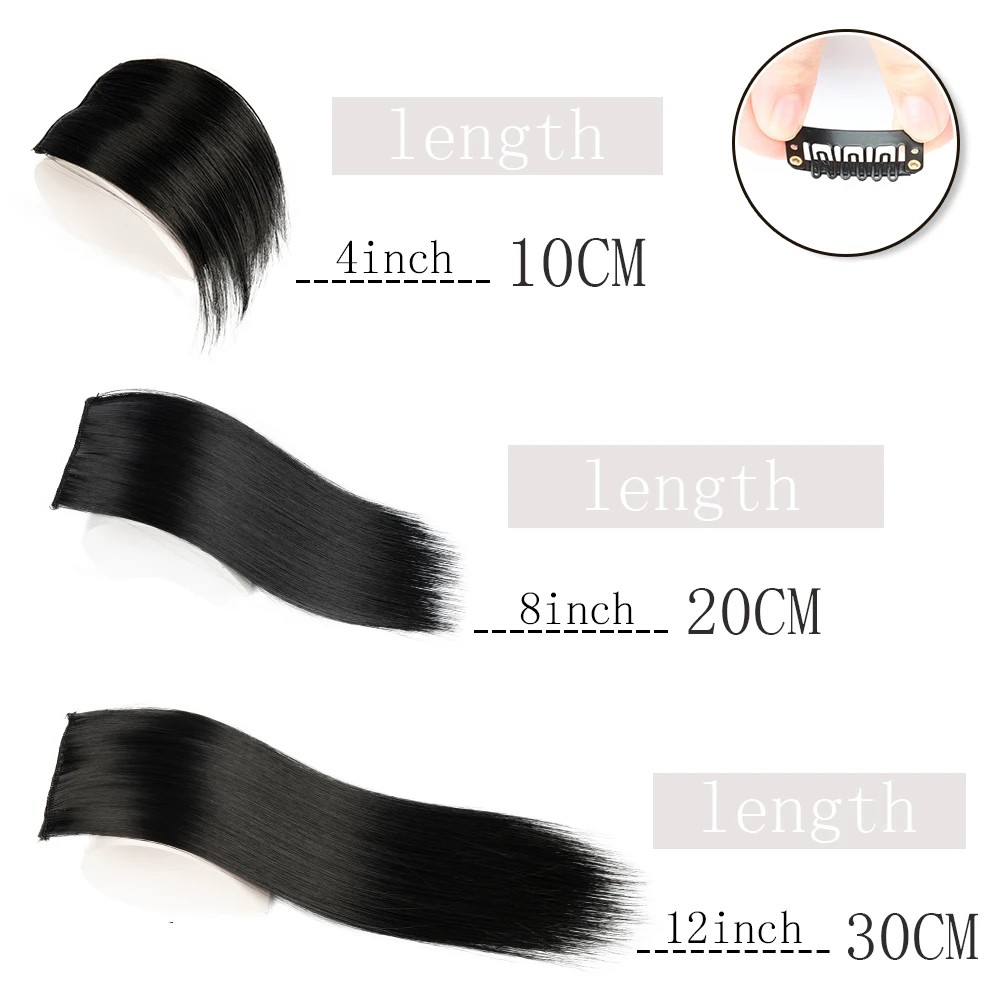 Synthetic Hair Pads Invisible Seamless Clip In Hair 2 Clips Extension Hair Piece Lining of Natural Hair Top Side Cover Hairpiec