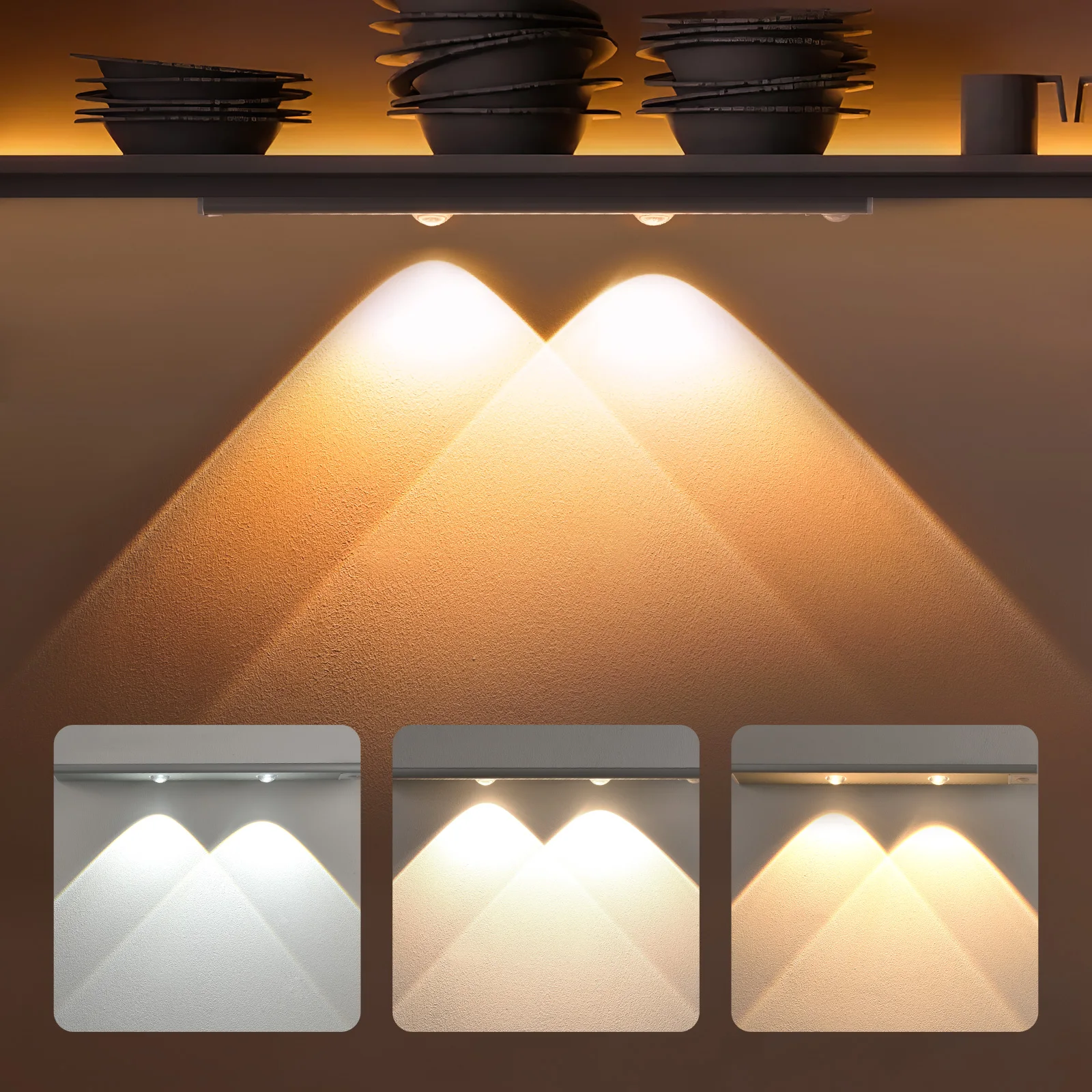 

2Pcs LED Night Lights With Motion Sensor Rechargeable Battery 3 Light Modes Magnetic Installation For Closets Hallways Garage