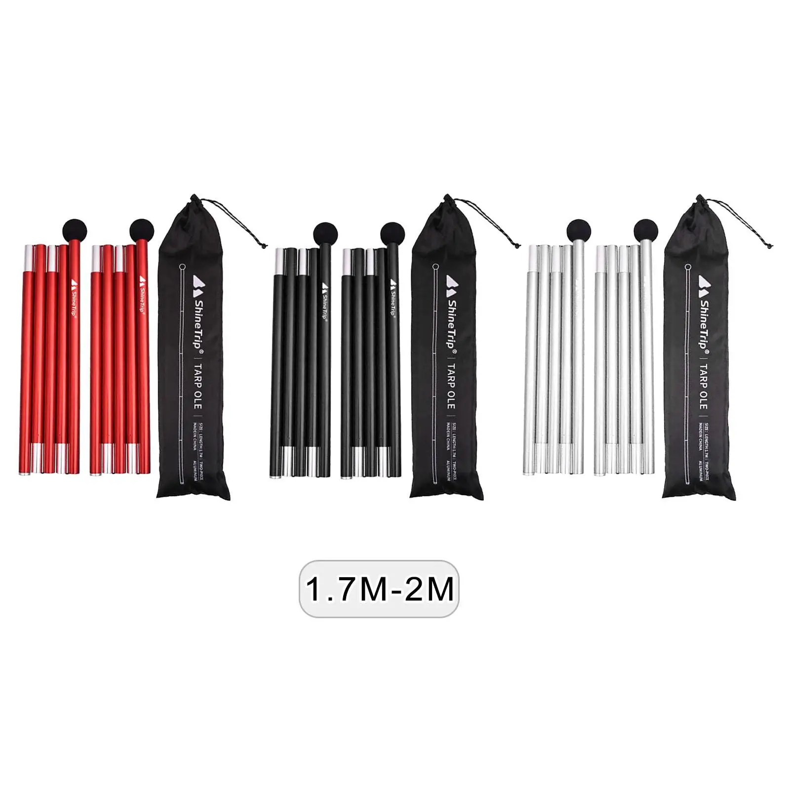 

2Pcs Portable Tarp Poles Adjustable Rods 7-Section Lightweight