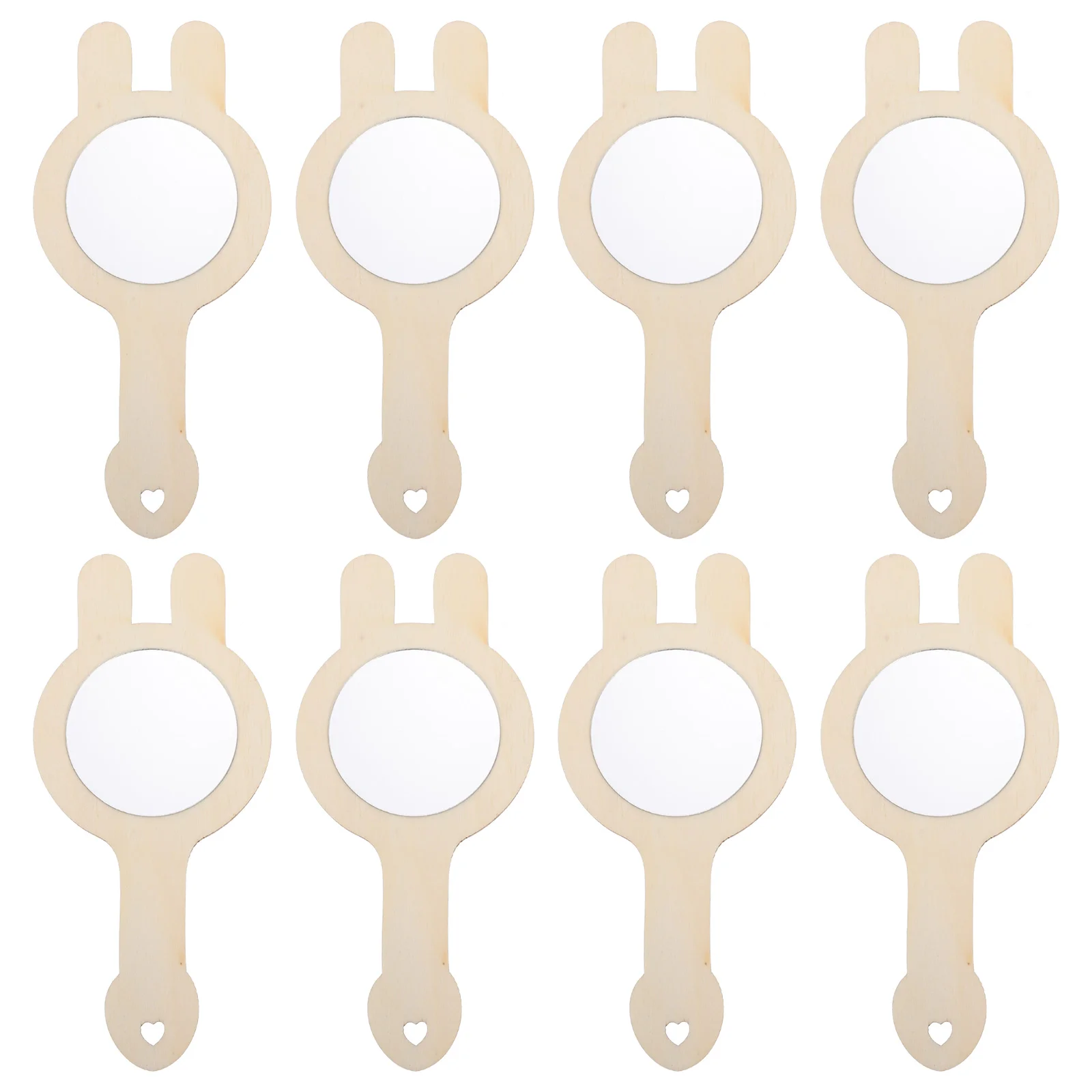 

8 Pcs Small Wooden Mirror DIY Printing Toy Household Kids Mirrors Childrens Toys Pearl Supply