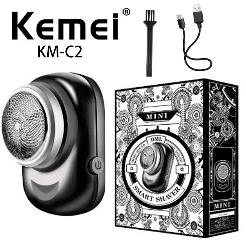

Kemei KM-C2 Cross-border Mini Silent Shaver Small Portable USB Travel Home Electric Shaver razor blade sharpener