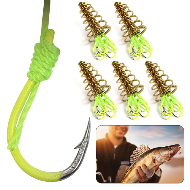 Fishing Hooks 4 Set/Box Explosion 6 Hook Beads Fishing Hook Fishing Lure  Bait Trap Feeder Cage Sharp Fishing Hook with Stainless Steel Springs Fish