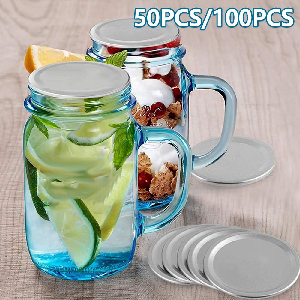Kitchen Utensils Kitchen Supplies 50/200PCS Mason Jar Lids Regular 70/86mm Wide Mouth Canning Lids Reusable Metal Canning Jar Leak-proof Split-Type Caps