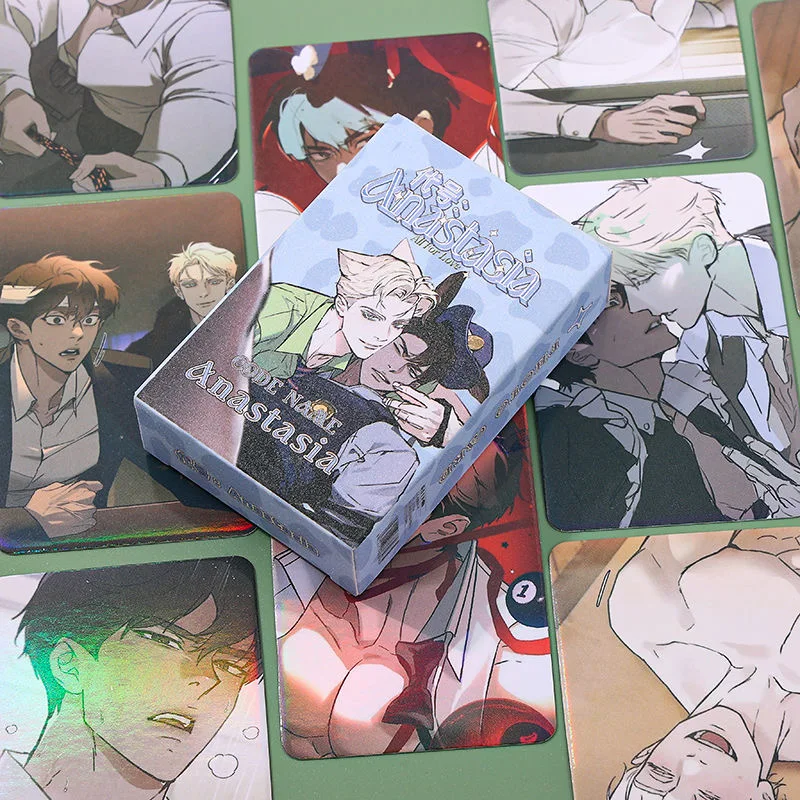 55 Pcs Set Korean Comic Codename Anastasia Laser Lomo Card Zhenya and Taekjoo Manga Character HD