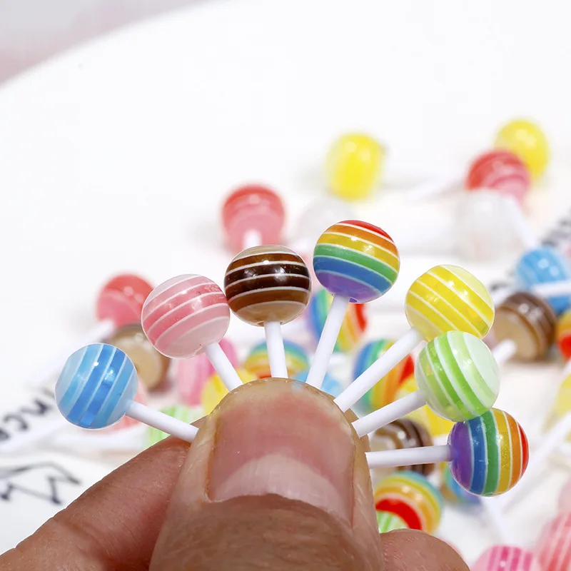 20 stücke Simulation Lollipop Miniatur Dekor Kuchen Tropfen DIY Telefon Fall Dekor Acryl Lebensmittel Dekor Süßigkeiten Miniatur Dekoration