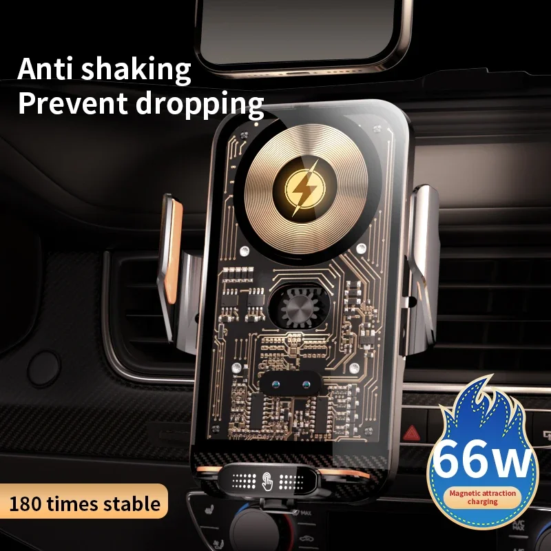 Phone Holder Car Phone Holder 66W Wireless Charger Mobile Phone Holder Intelligent Infrared Air Vent Clip for iPhone Samsung Xiaomi Universal