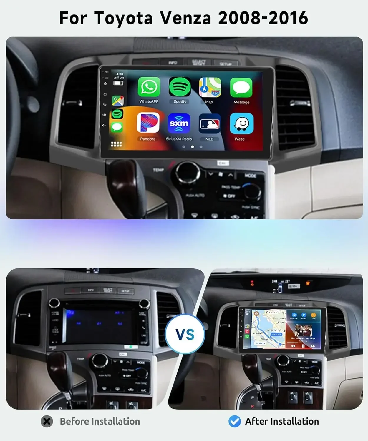 Wireless CarPlay Android Auto 9 Inch Touch Screen GPS Head Unit