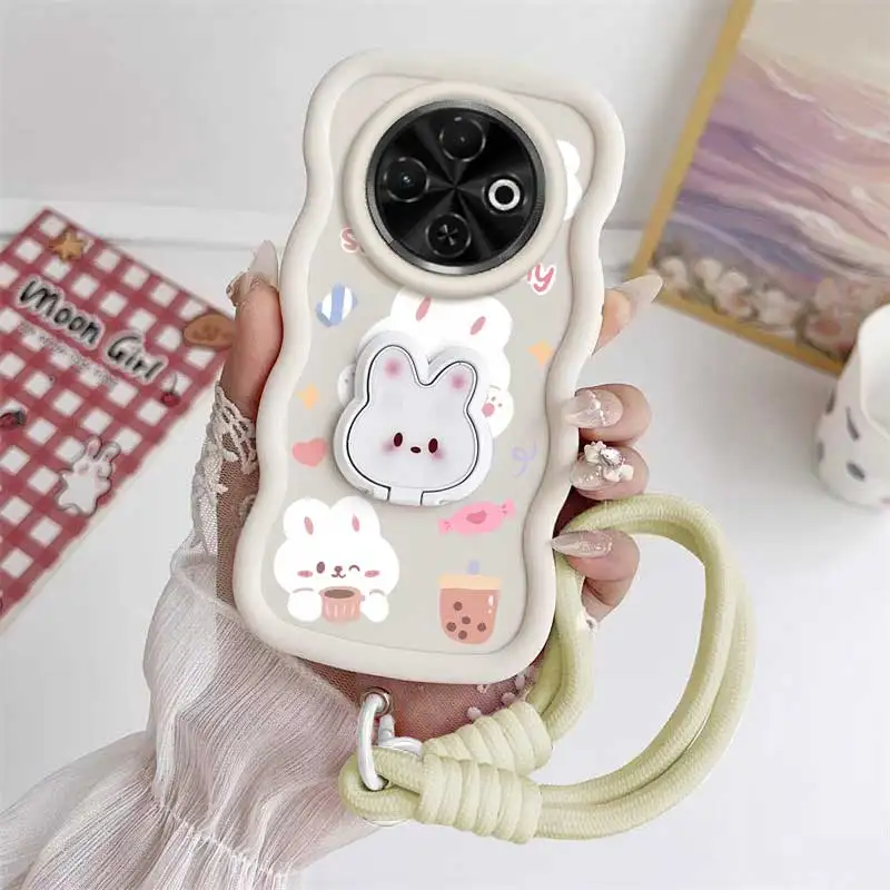 Cute Rabbit Phone Case Set with Lanyard and Stand - 3 Piece Set