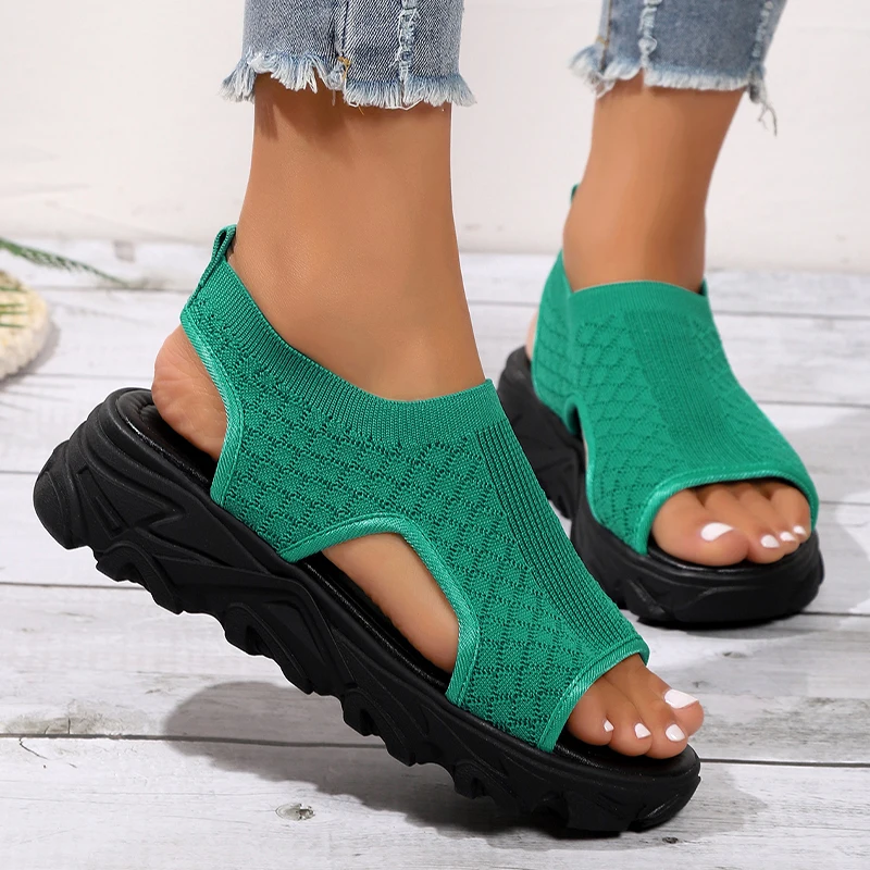 WomenSportPlatformSandalsFlatsShoesSummer2023NewDesignerMesh