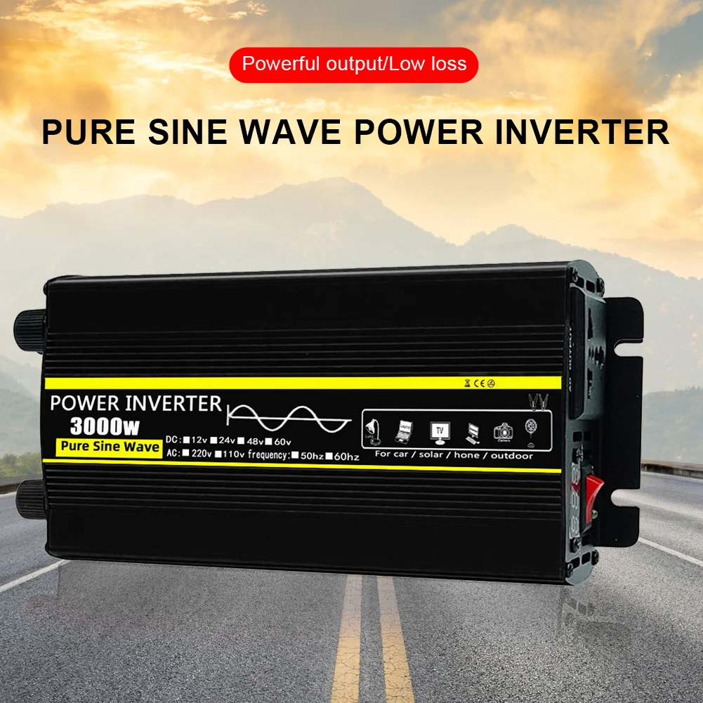 LLSS Voltage Converter 1000W, Pure sine Wave Power Inverter 12V / 24V to  110V / 220V / 230V car Inverter with 2 Universal sockets, Ultimate Vacation