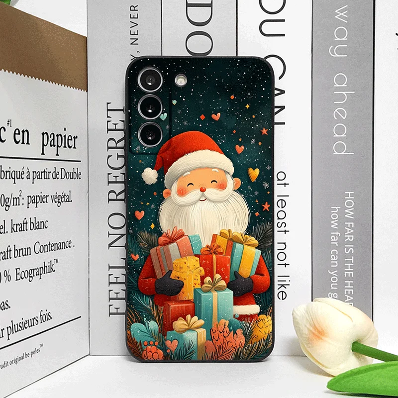 Festive Santa Claus & Christmas Tree Design Soft Phone Case Cover