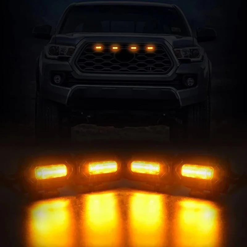 Neue 4PCS/1set LED Front Grill Lichter für Toyota Tacoma Raptor TRD Off Road Sport 2020 2021 Externe grill Lampe LED Grille Lichter – Detail 6