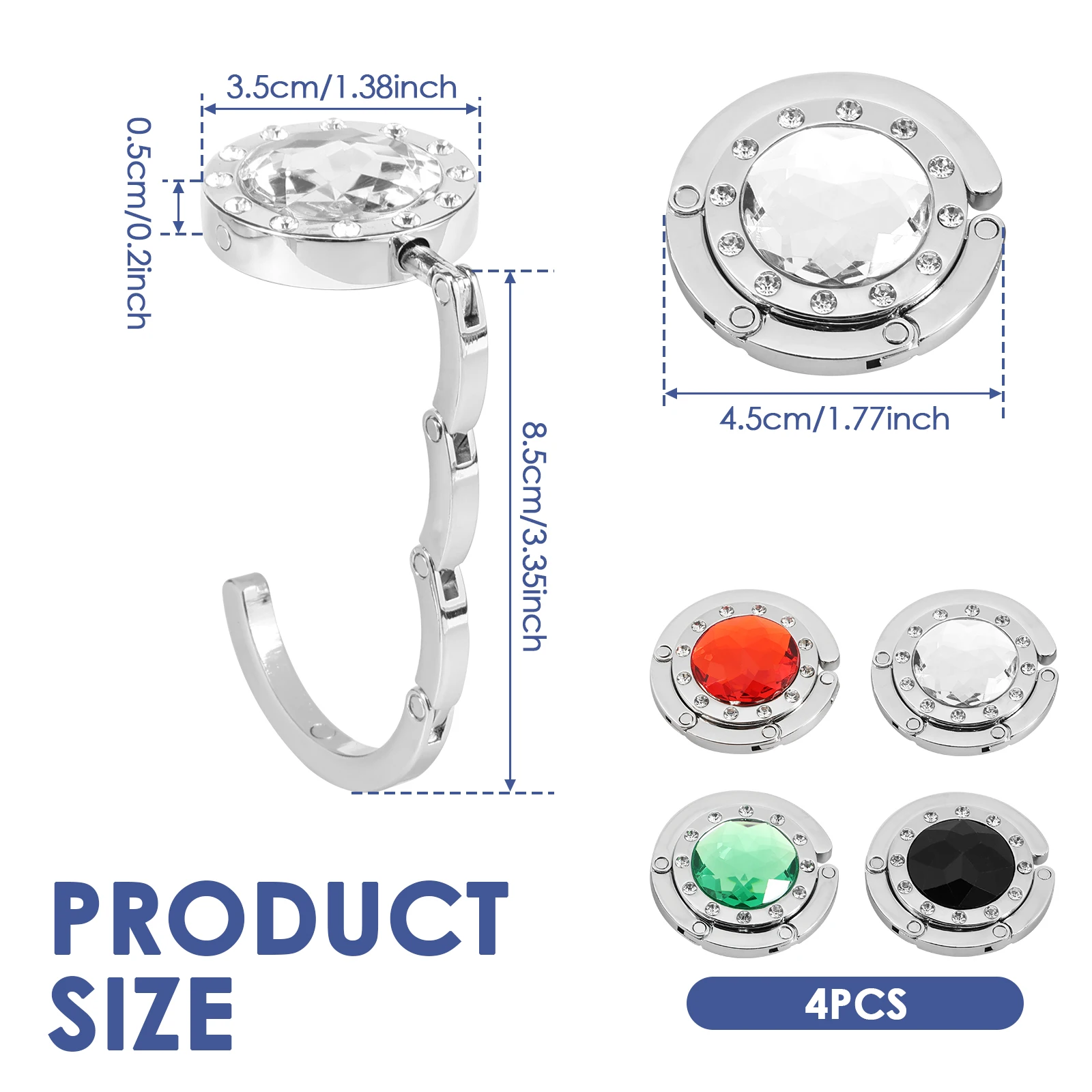Metal Crystal Table Handbag Hook Non Slip Purse Holder
