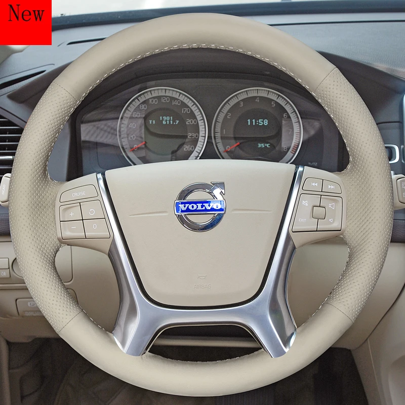 

Customized DIY Hand-Stitched Leather Suede Car Steering Wheel Cover for Volvo XC60 S60L S80L Car Accessories