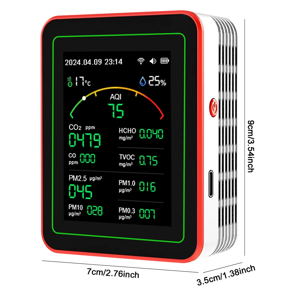 15 In 1 PM2.5 PM10 HCHO TVOC CO CO2 Air Quality Detector CO CO2 Formaldehyde Monitor Home Office Air Quality Tester
