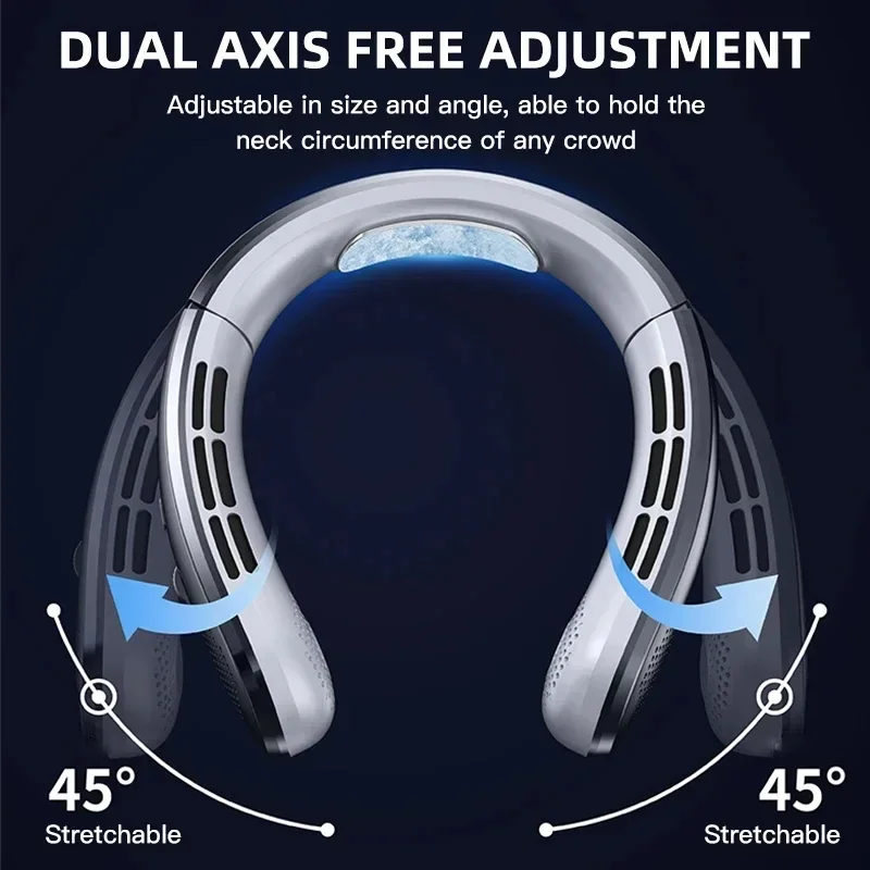 Xiaomi 8000mAh USB Hanging Neck Fan Portable Bladeless Mini Rechargeable Mute LED Digital Display Electric Fans Air Cooler New 3