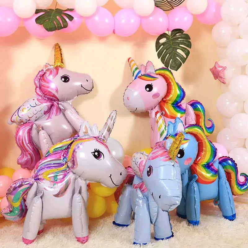 Aluminum Foil Balloon Birthday First Anniversary Party Decoration Cartoon 3D Unicorn Pauli Pegasus